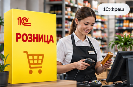 Иллюстрация 1С:Розница: название конфигурации и рабочая ситуация